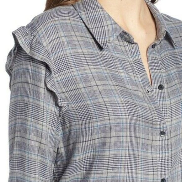 Treasure & Bond Ruffle Bell Sleeve Shirt Grey - Picture 4 of 6